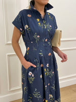 Women's Floral Print Elegant Pleated Dress