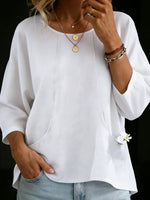 Women's Round-neck Linen Cotton Top