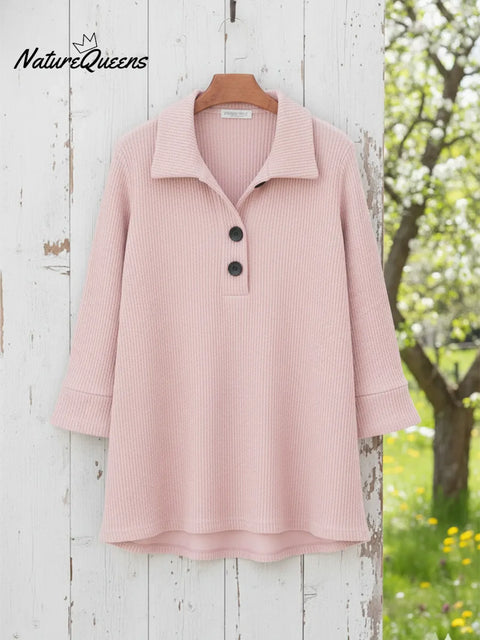 Women's Casual Stand-collar Button-up Pullover