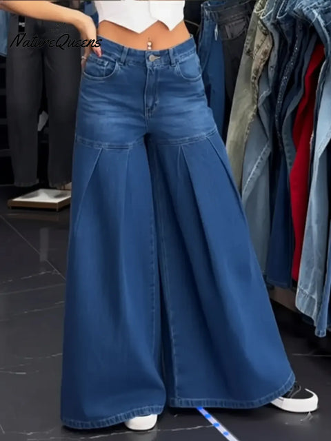 Women's Casual Cotton Wide-leg Jeans