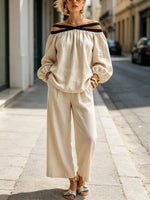 Women's Art Comfortable Casual Stylish Top And Pants Cotton Linen Two-piece Set
