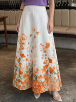 Women's colorful floral print A-line skirt