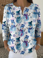 Women's Christmas Cute Snowman Casual Printed Sweater