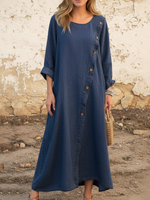 Casual And Cozy Button-down Denim Dress