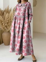 Women's Rose Art Print Casual Denim Dress