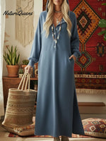 Casual Cozy Loose Hooded Button-up Cotton Dress