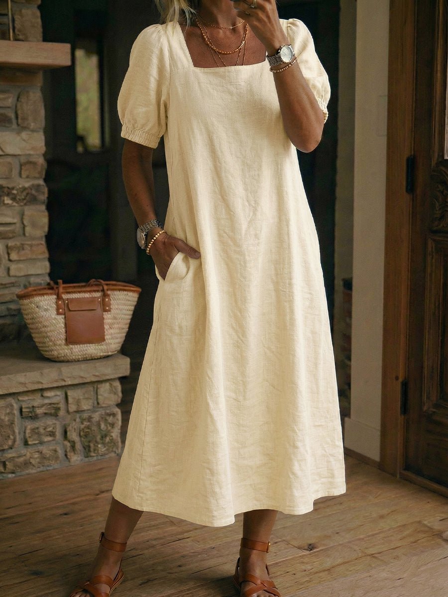 Women's Square-Neck Short-Sleeve Dress