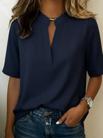 Minimalist Basic Loose Cotton And Linen Short-sleeved Shirt