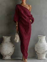 Elegant Irregular Off-the-shoulder Maxi Dress