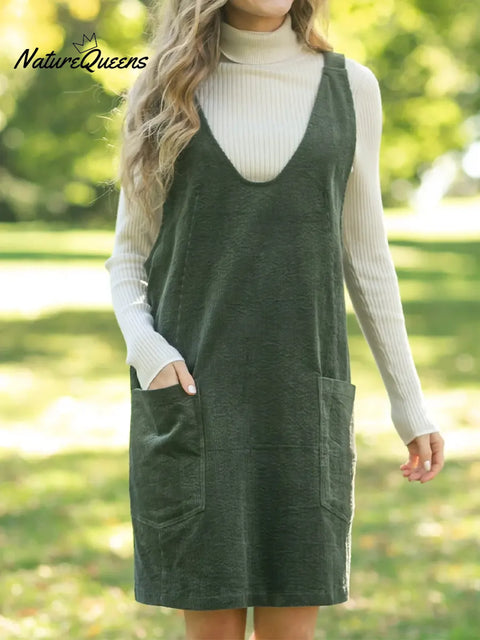 Women's Comfortable Corduroy Cotton Vest Dress