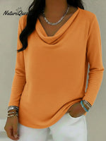 Retro Cowl-neck Cozy Pullover Top