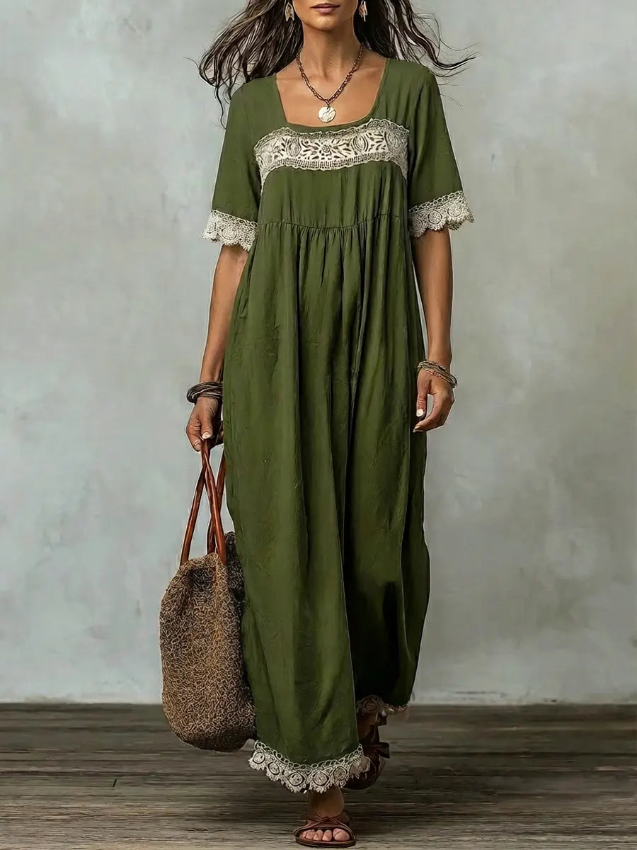 Women's Retro Ethnic Floral Art Casual Stylish Cotton Linen Dress