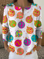 Women's Christmas Bauble Art Casual Printed Sweater