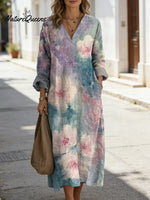 Women's Floral Art Print Casual Cotton Dress