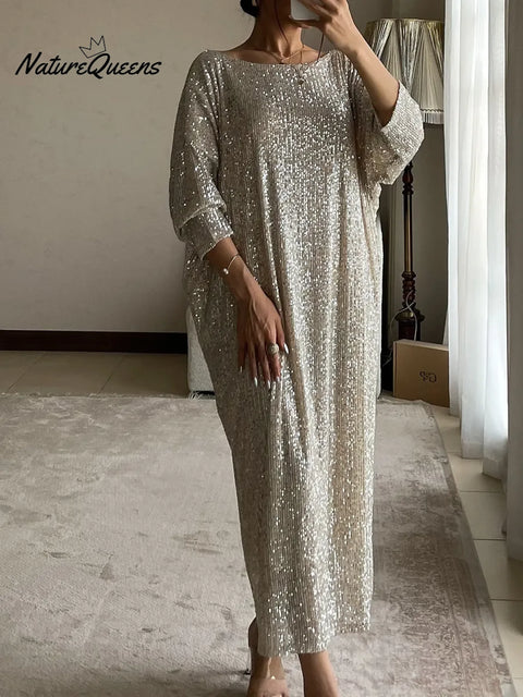 Women's Elegant Christmas Date Loose Shiny Dress