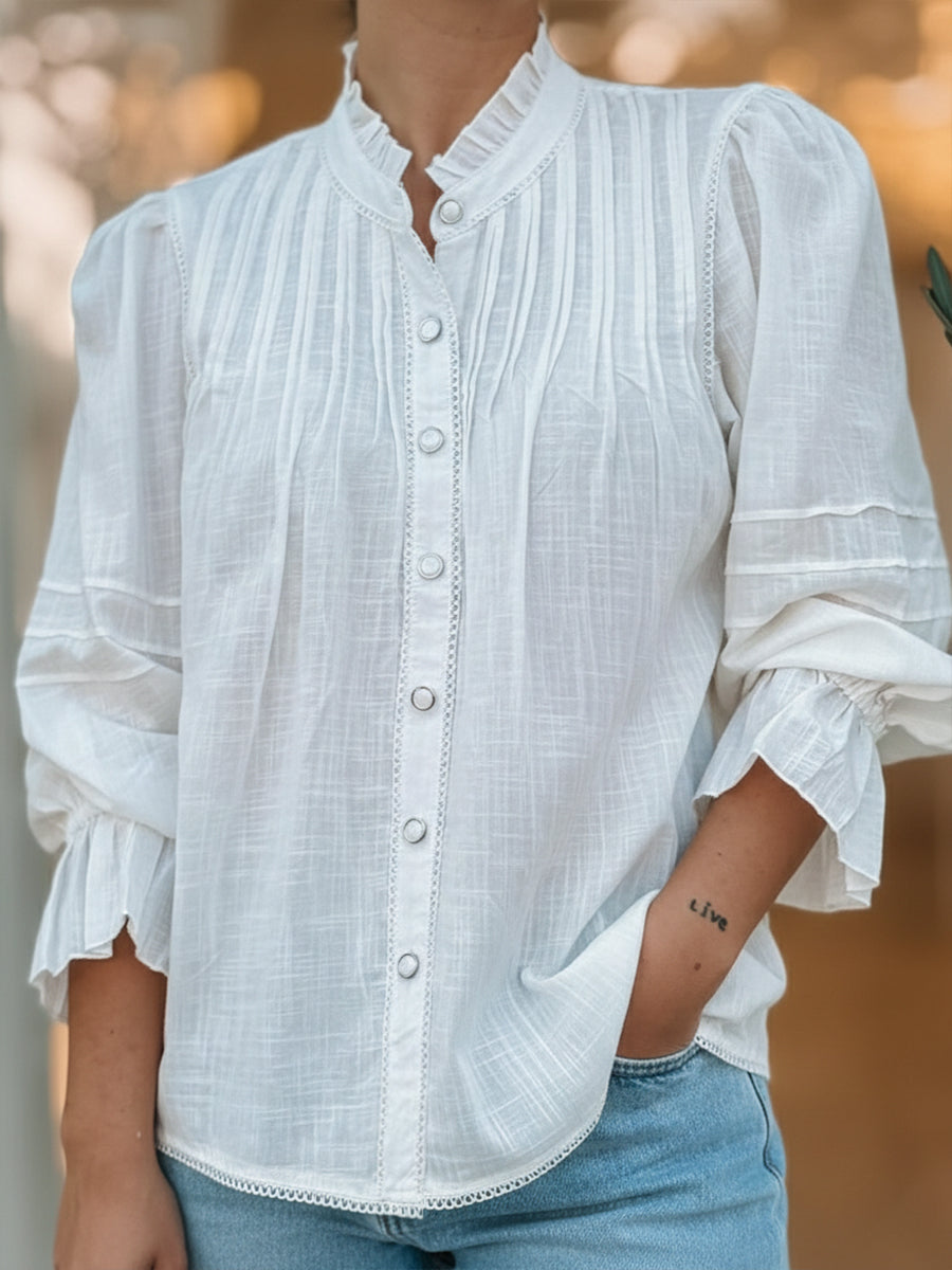 Patchwork Lace Linen And Cotton Shirt