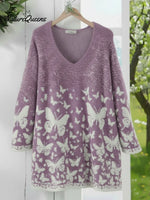 Butterfly Valley Art Print Cozy V-neck Sweater