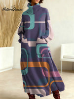 Women's Geometry Pattern Art Print Casual Cotton Knitted Dress