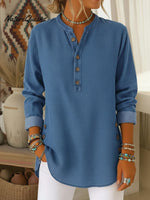 Casual Cozy Button-up Denim Cotton Shirt Top