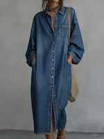 Women's Casual Comfortable Loose Denim Shirt Dress