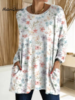 Women's Floral Pattern Art Print Casual Cotton T-shirt