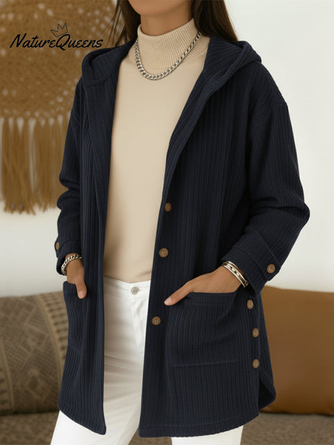 Women's Corduroy Hooded Casual Jacket