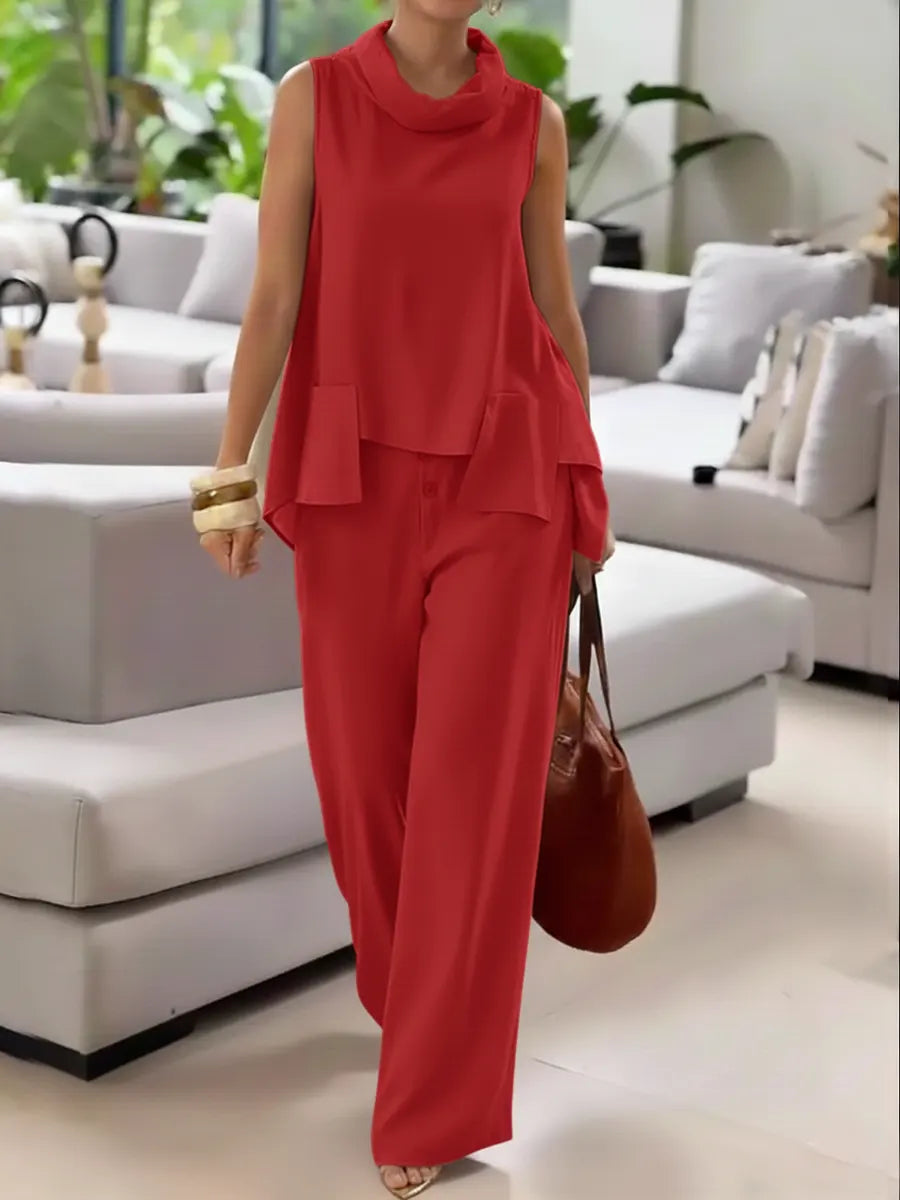 Women's Cozy Linen And Cotton Sleeveless Top And Pants Two-piece Set
