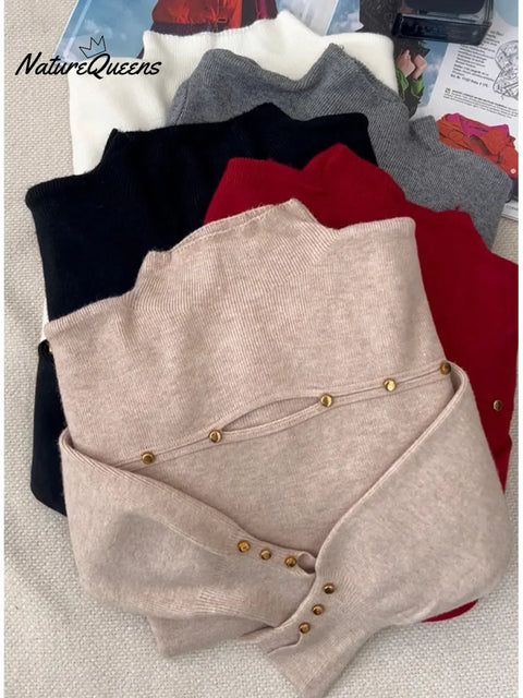 Women's Christmas Solid Color Hollow-Out Pullover Sweater