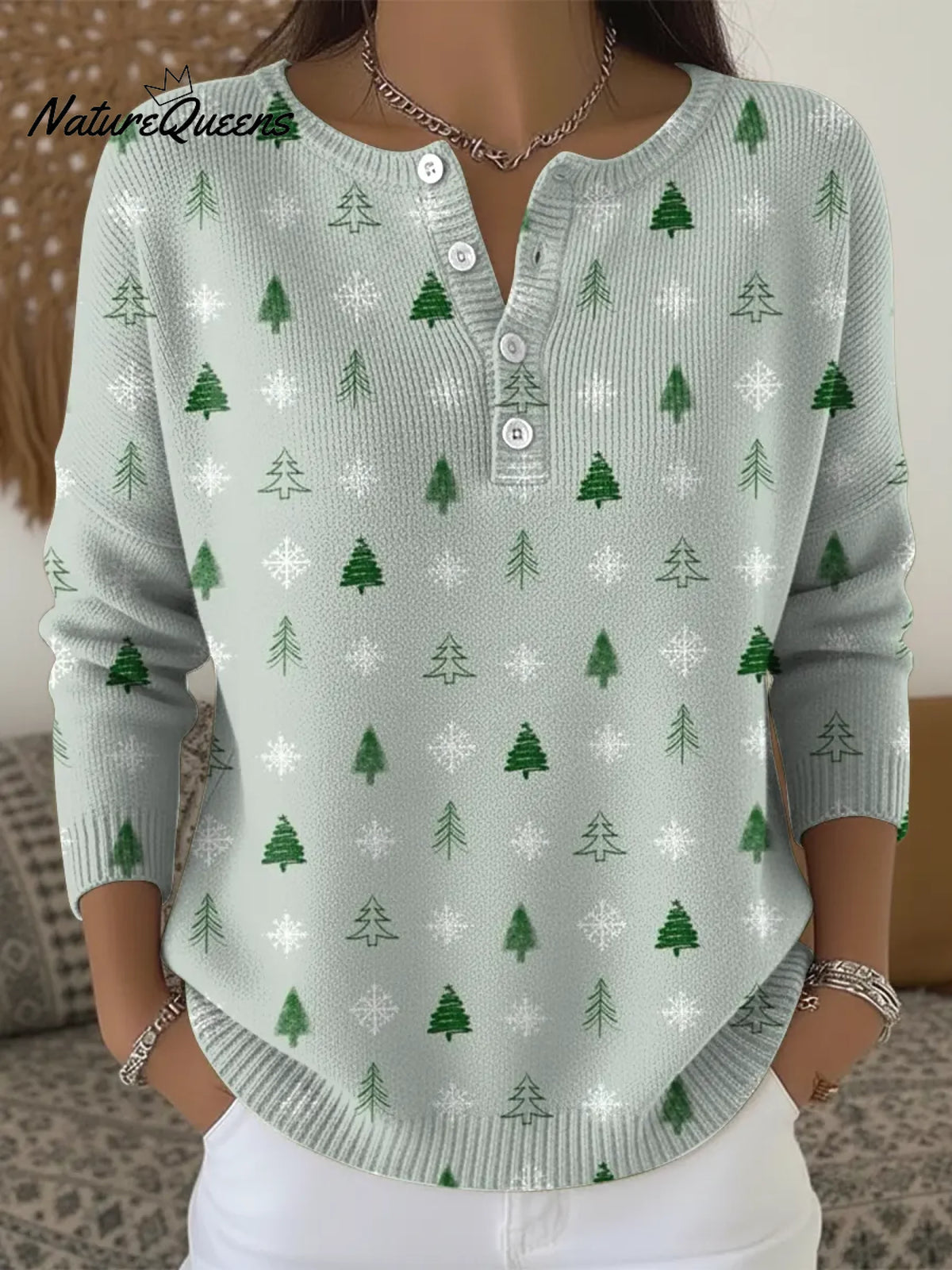 Women's Christmas Tree Casual Printed Sweater