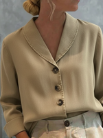 Vintage Shawl Collar Button-up Denim Cotton Top