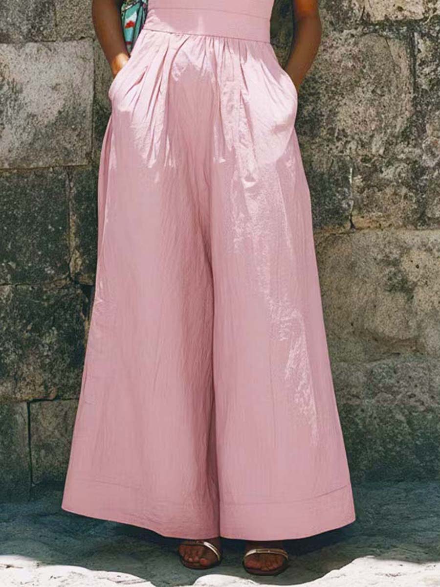 Women's V Collar Art Casual Stylish Comfortable Cotton Linen Jumpsuit