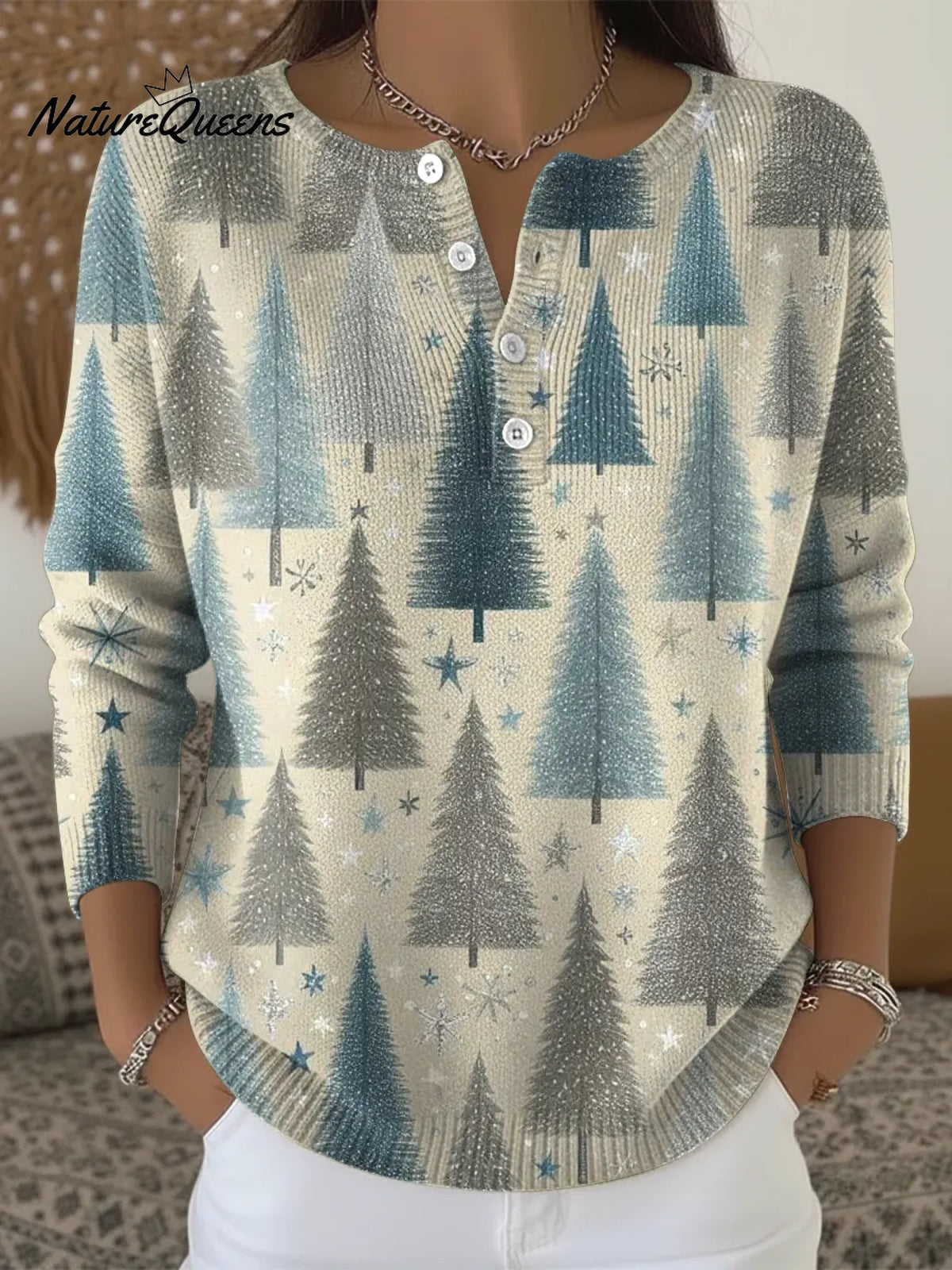 Women's Christmas Tree Casual Printed Sweater