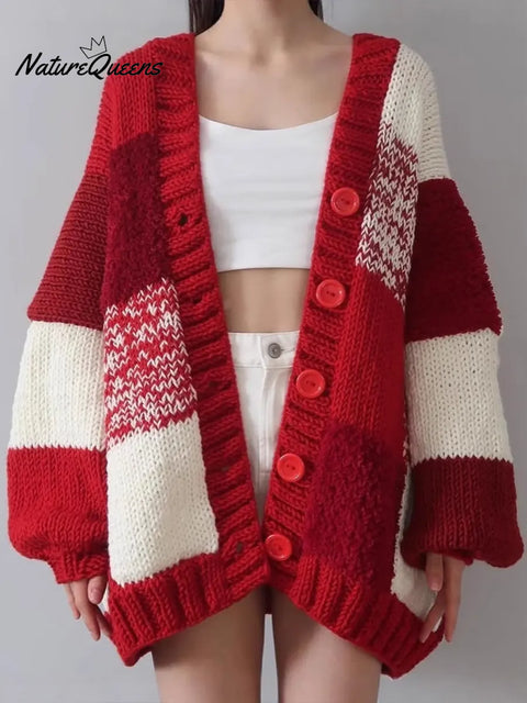 Women's Cozy Loose Plaid Cardigan