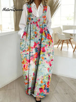 Women's Abstract Pattern Art Print Casual Cotton Denim Dress