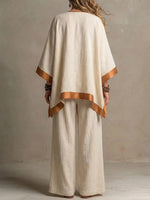 Women's Batwing Sleeve Top And Wide-leg Pants Set