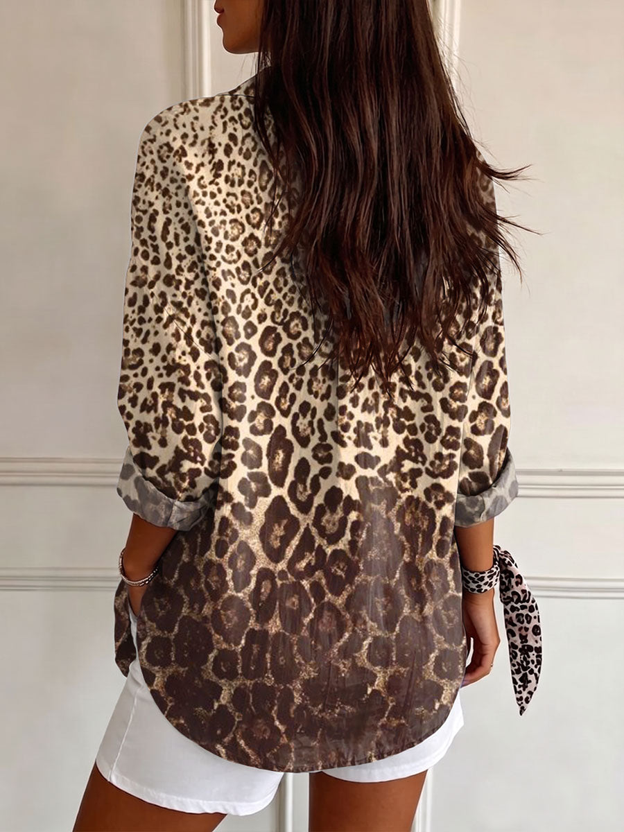 Women's Gradient Leopard Print Casual Shirt