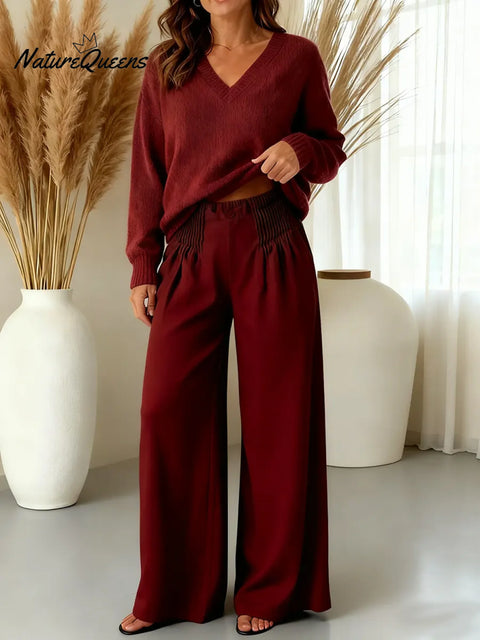 Women's Solid Color High-waisted Pleated Casual Loose Linen Wide-leg Pants