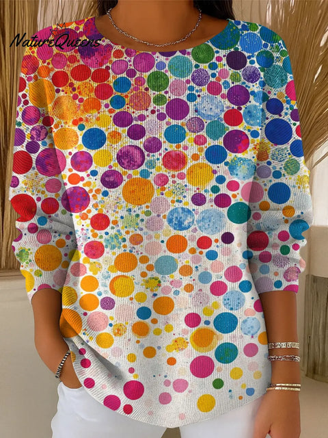 Women's Colorful Dots Casual Pullover Sweater