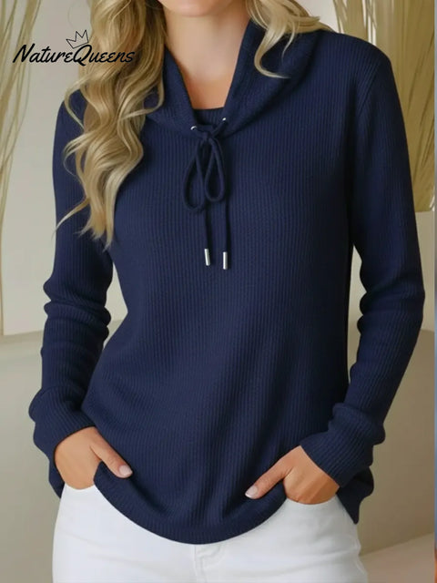 Women's Comfortable Cowl Neck Waffle Sweatshirt