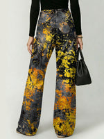 Street-style Mottled Colorful Graffiti Decorative Pattern Women's Casual Denim Pants