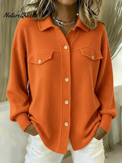 Casual Loose-fitting Shirt-style Knit Sweater