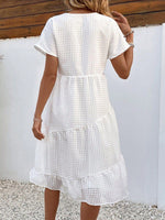 Women's Short-sleeved V-neck Hollow Mesh Dress