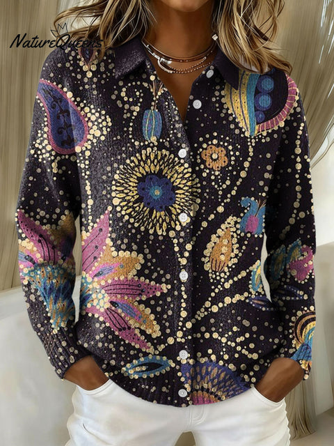 Women's Retro Geometric Abstract Stripe Pattern Art Print Cowl Neck Sweater