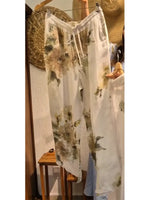 Women's Casual Floral Print Linen And Cotton Long Shirt And Pants Two-piece Set