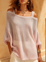 Cold Shoulder Openwork Knit Cover-up Top