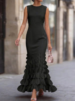 Women's Solid-color Round-neck Sleeveless Slim-fit Casual Dress