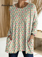 Women's Floral Pattern Art Print Casual Cotton T-shirt