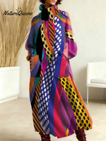 Women's Geometry Pattern Art Print Casual Cotton Knitted Dress