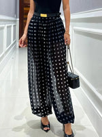 Stylish Polka-dot Sheer Harem Pants With Lining