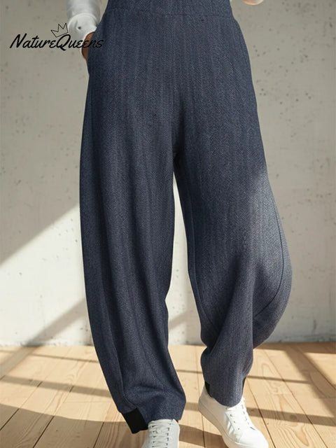 Autumn/winter Loose Herringbone Side Color-blocked Trousers